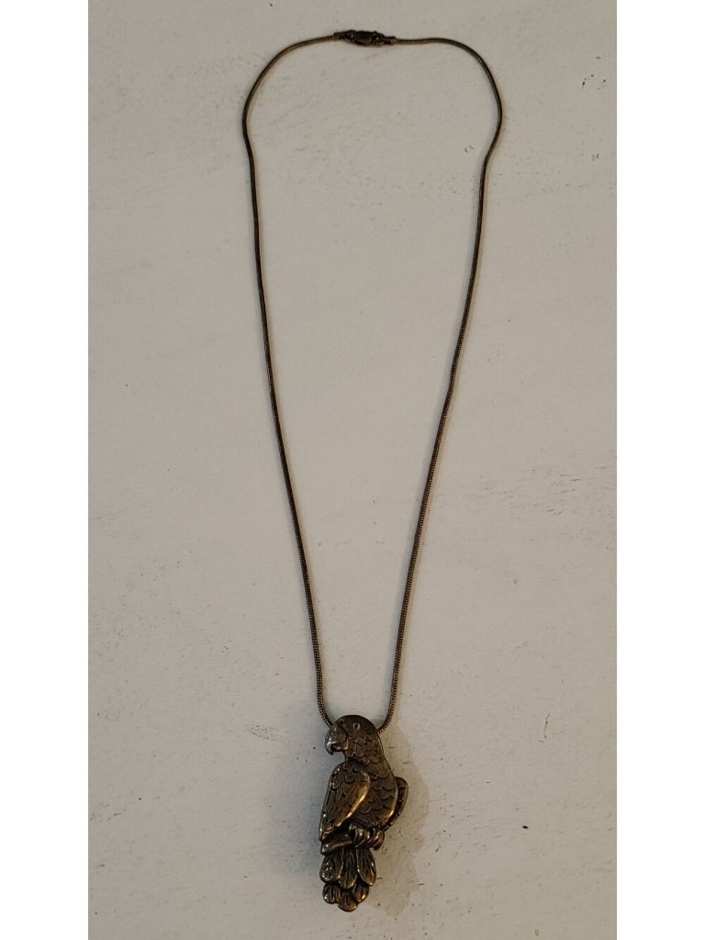 Vintage Magic Zoo Sterling Silver African Grey Parrot Pendant Necklace/Brooch